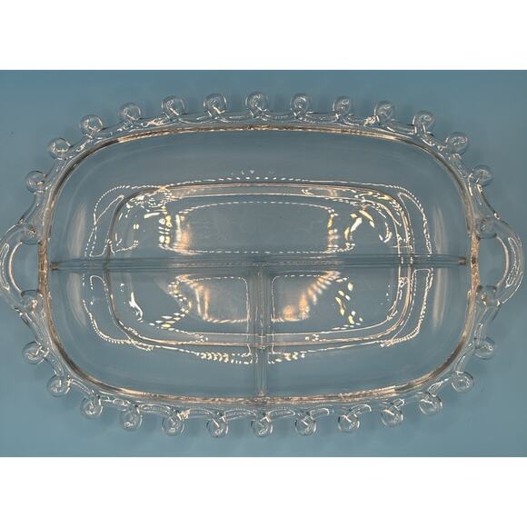 Vintage Heisey Lariat Pattern 3 Part Divided Crystal Glass Relish Celery Dish - Picture 1 of 9